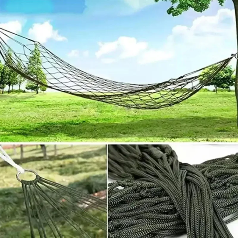 Outdoor Gear - Thickened Mesh Camping Hammock, Nylon Rope Single-Person Mesh Hammock thumbnail 6