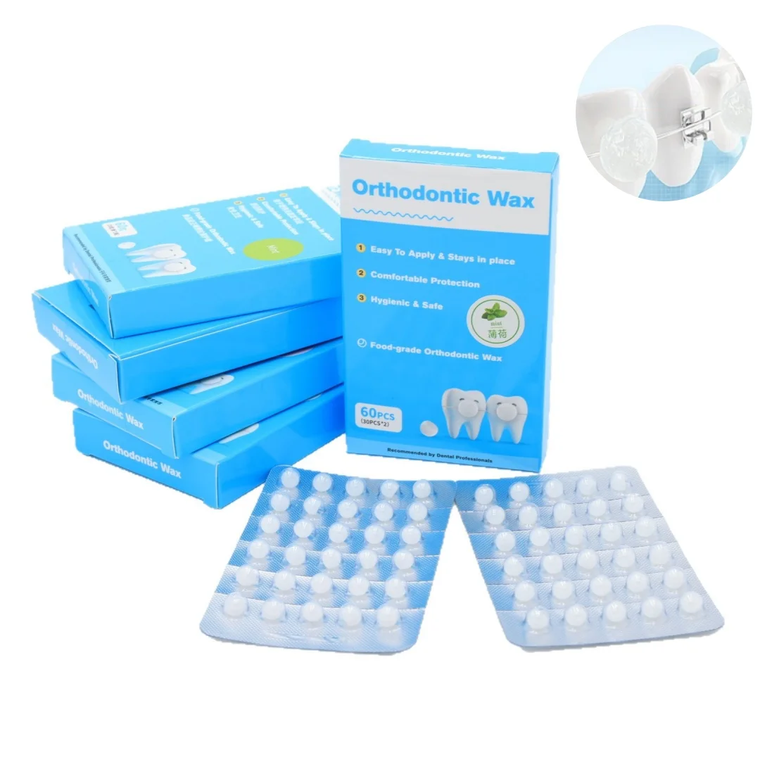 60pcs Dental Orthodontic Wax for Braces Orthodontic Anti-grinding Denture Wax Individually Packaged Portable Orthodontic Product