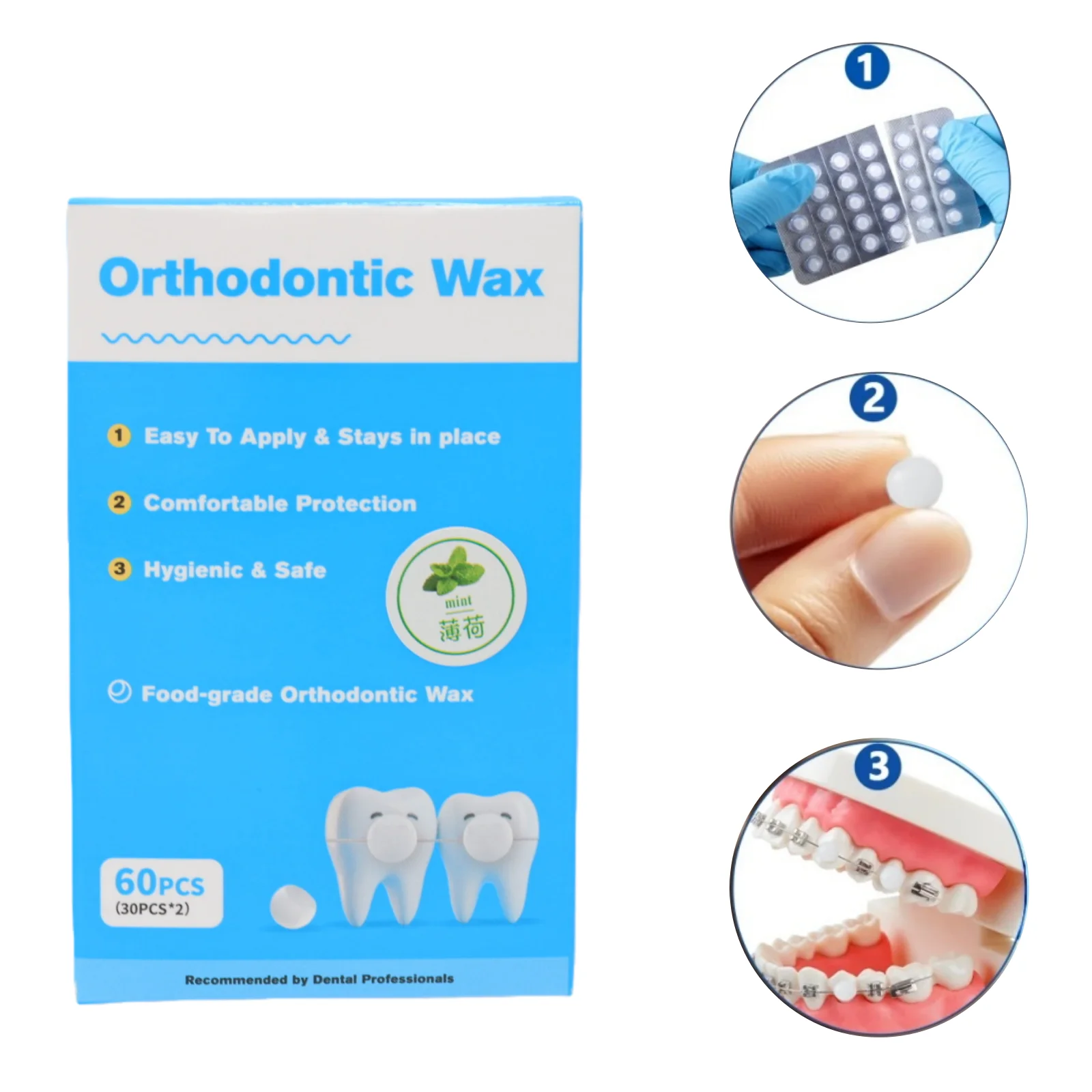 60pcs Dental Orthodontic Wax for Braces Orthodontic Anti-grinding Denture Wax Individually Packaged Portable Orthodontic Product thumbnail 3