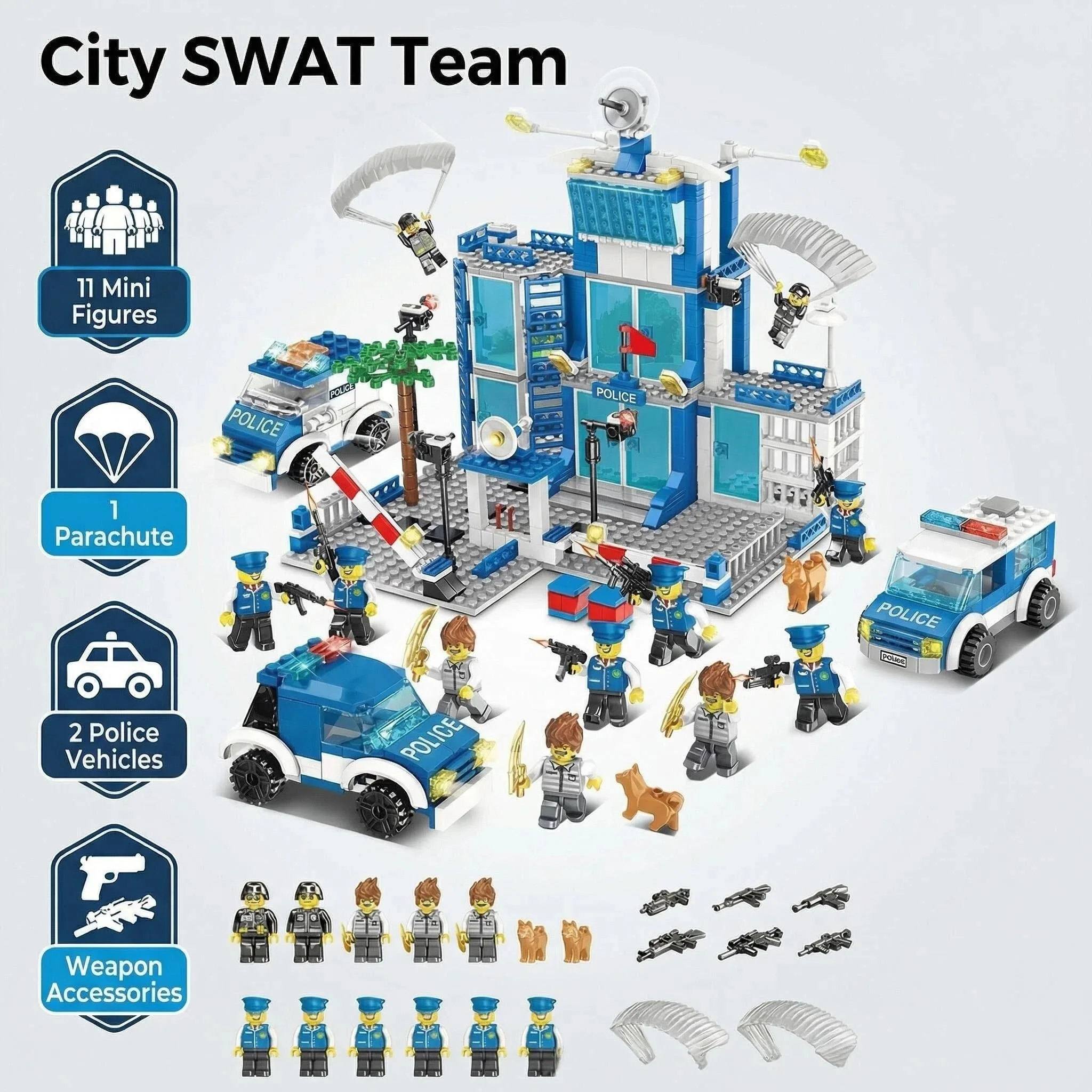 City Police Station Building Block Set Children's Educational Toys DIY Assembly Creative Small Particle Blocks Boys' Gift thumbnail 2