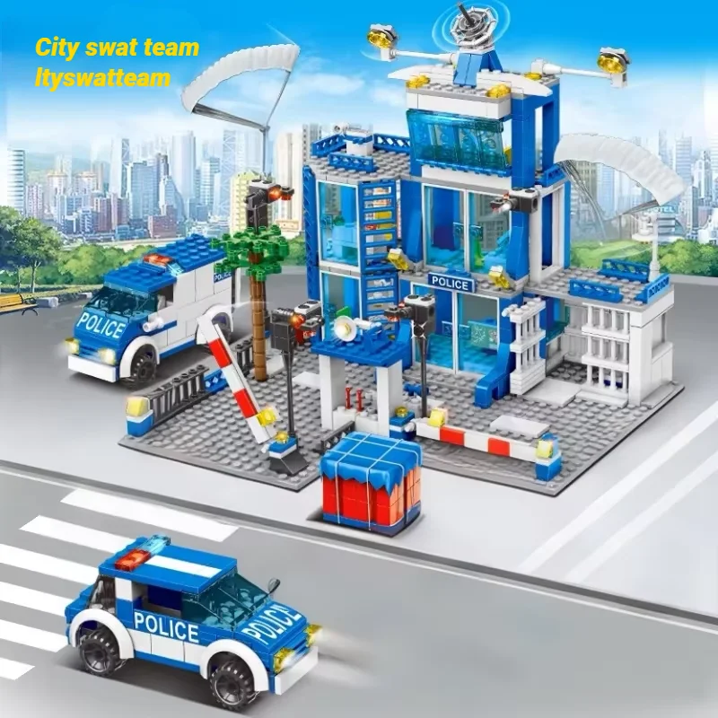 City Police Station Building Block Set Children's Educational Toys DIY Assembly Creative Small Particle Blocks Boys' Gift thumbnail 3