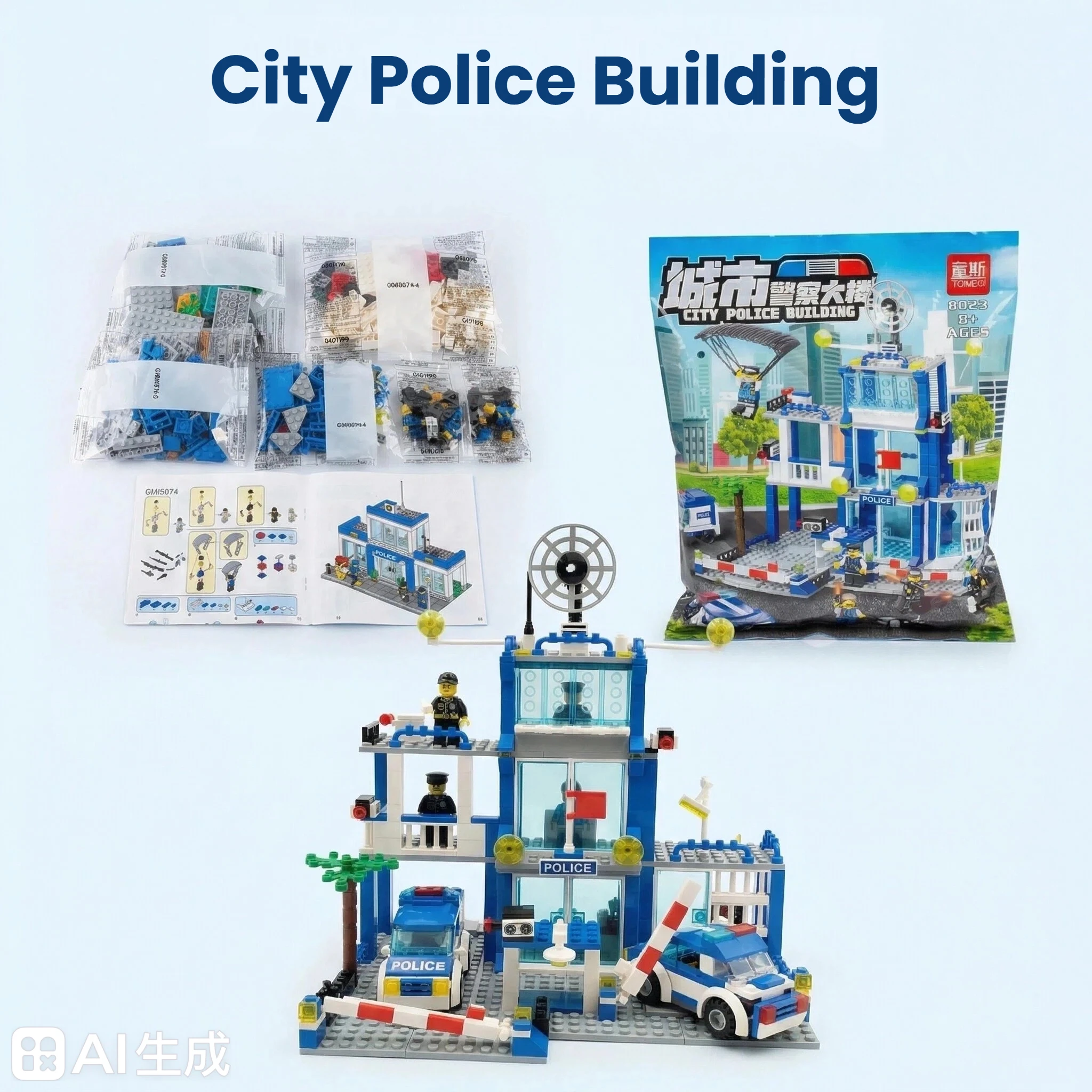 City Police Station Building Block Set Children's Educational Toys DIY Assembly Creative Small Particle Blocks Boys' Gift thumbnail 6