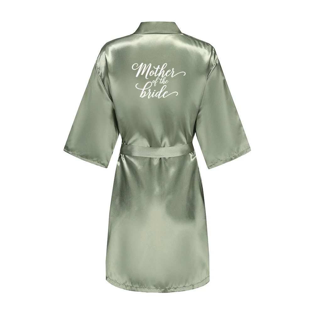 Women's Satin Robe Silk Kimono Bathrobe Pure Short Sexy Sleepwear Bridesmaid Bride Party Robes Grass Green thumbnail 4
