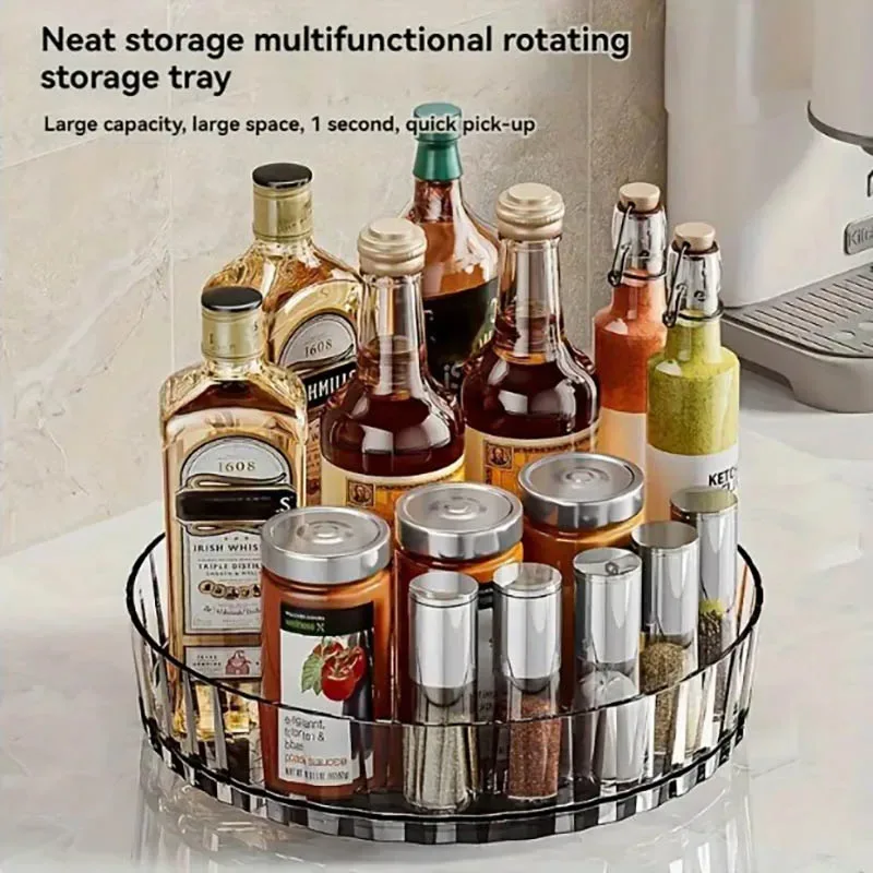 360°Rotating Rotating Spice Rack Round Plastic Clear Rotating Container Bins for Cabinet Pantry Kitchen Countertop Refrigerator thumbnail 5