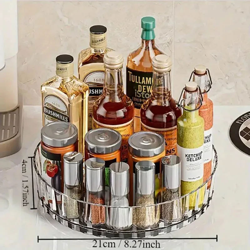 360°Rotating Rotating Spice Rack Round Plastic Clear Rotating Container Bins for Cabinet Pantry Kitchen Countertop Refrigerator thumbnail 3