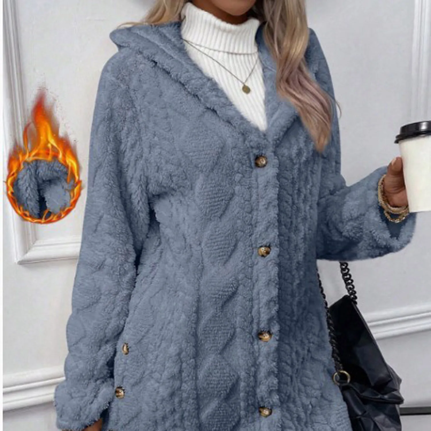 British-style solid color hooded long-sleeve casual coat with buttons for autumn and winter urban style single-breasted cardigan thumbnail 4