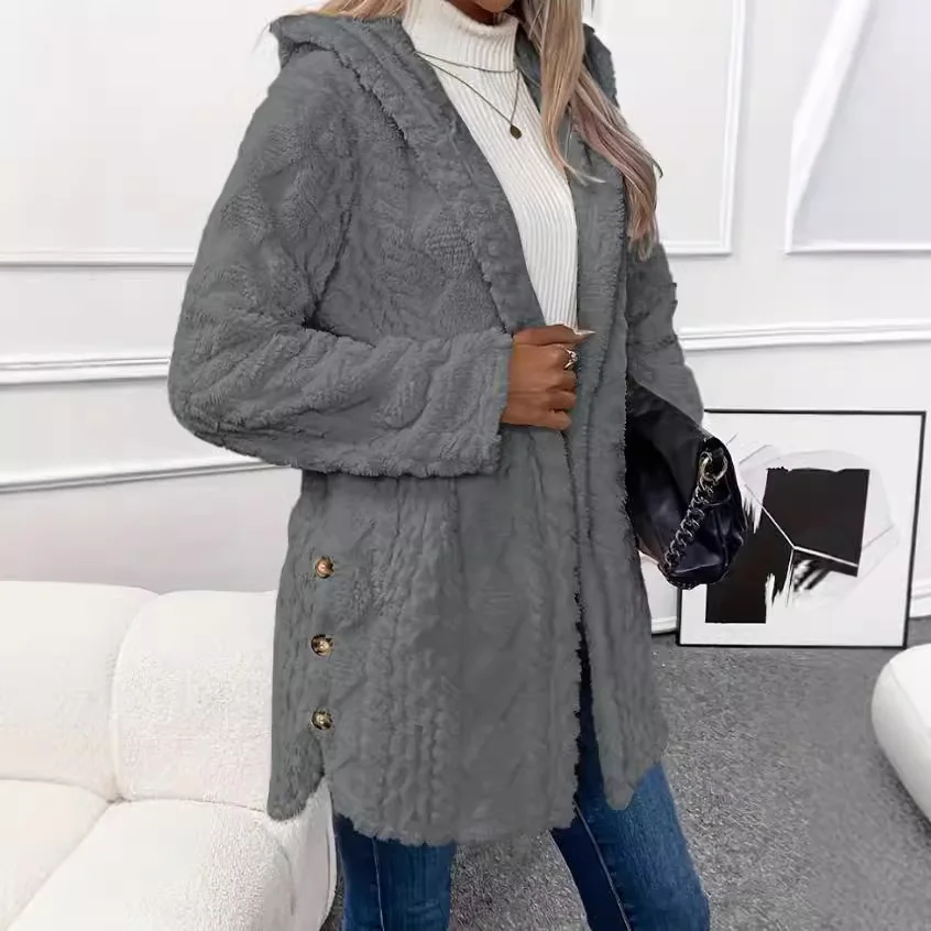 British-style solid color hooded long-sleeve casual coat with buttons for autumn and winter urban style single-breasted cardigan thumbnail 6