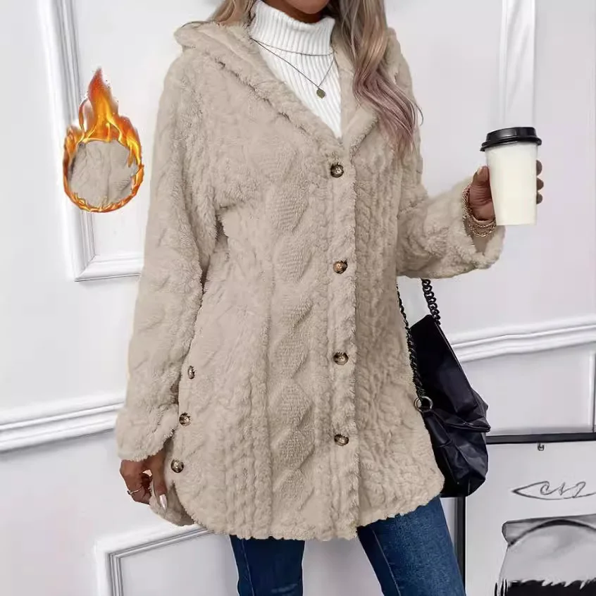 British-style solid color hooded long-sleeve casual coat with buttons for autumn and winter urban style single-breasted cardigan thumbnail 5