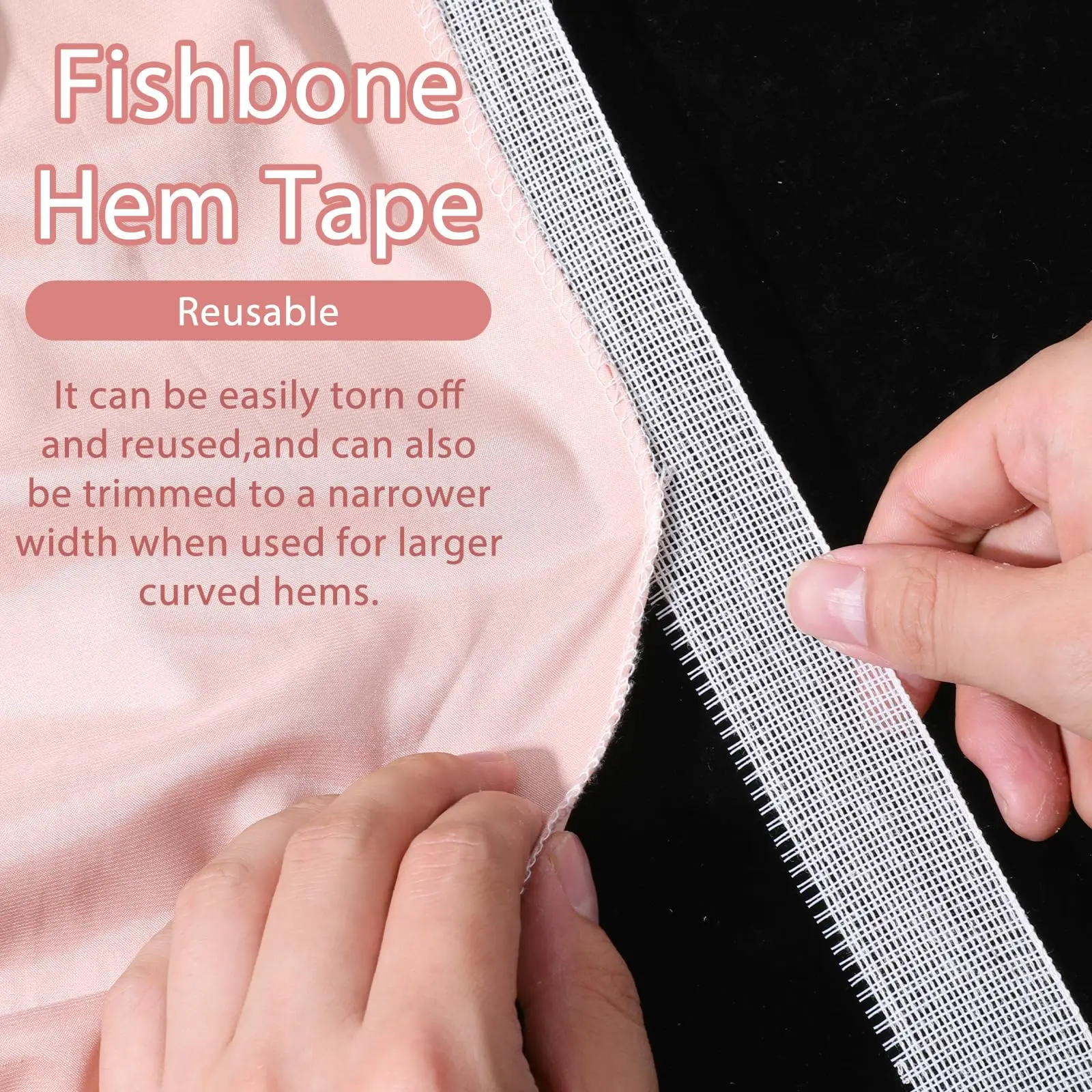 Fishbone Hem Tape for Sewing, Chiffon Thin Fabrics, Polyester Frills Hem Sewing Guide Tape Wide Corset DIY Handmade Craft Cloth thumbnail 5
