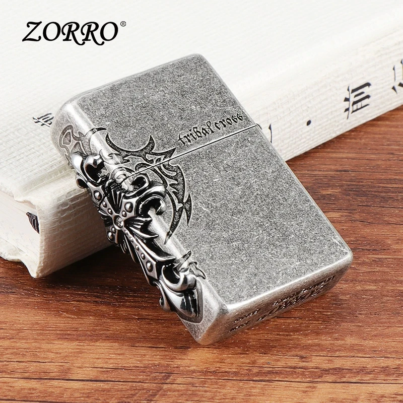 ZORRO painted carved kerosine lighter, windproof grinding wheel lighter, men's gift, smoking accessories