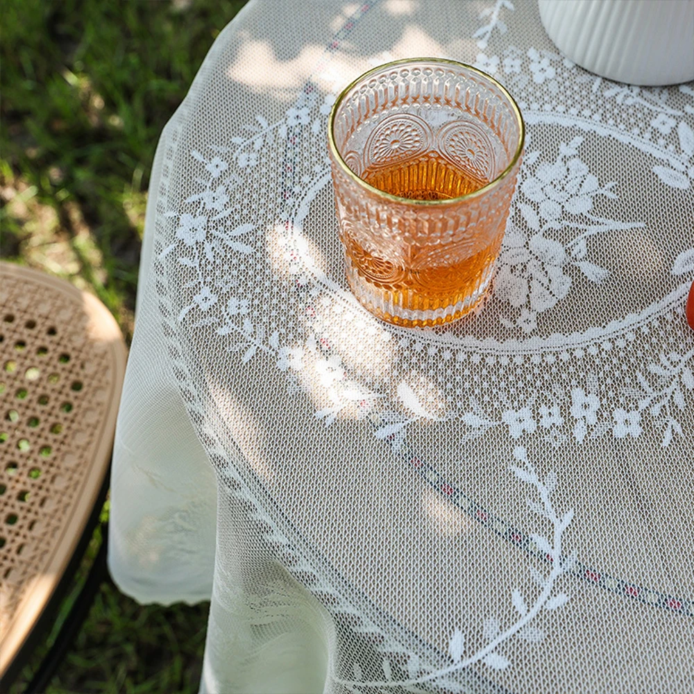 White Lace Tablecloth Embroidery Furniture Table Cover Wedding Banquet Party Dining Table Cloths Hotel Home Decor Tablecloth thumbnail 2