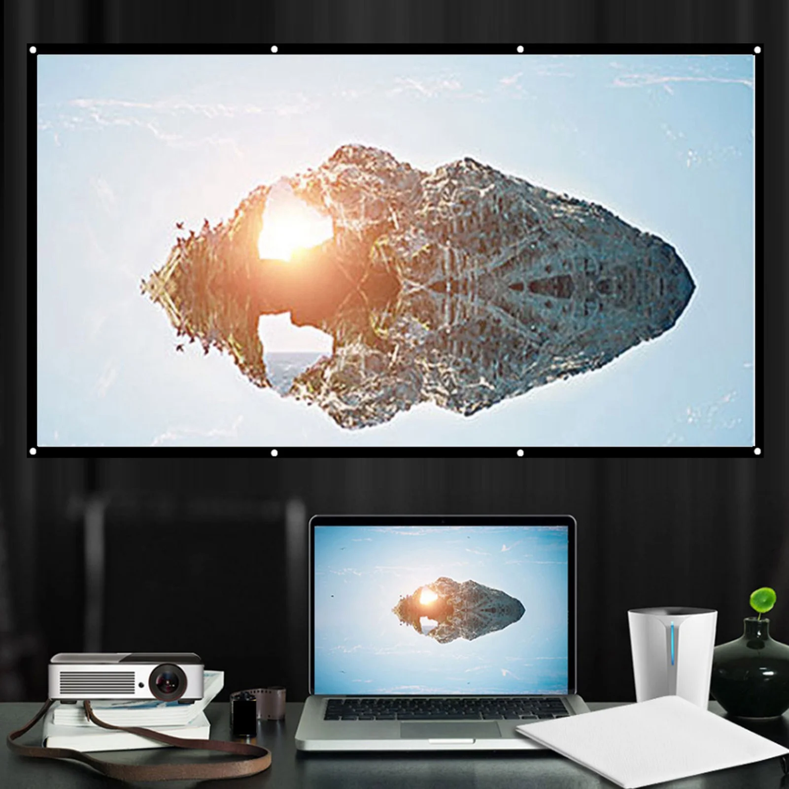 40/60/72/84/100/120 Inch Projector Screen 16:9 Home Cinema Theater Movie High Density Outdoor Camp Portable Projector Screen thumbnail 2