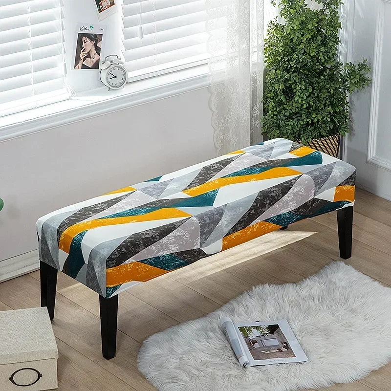 Long Bench Cover Printed Chair Cover for Living Room Bedroom Washable Seat Case Removable Dust-proof Slipcover Home Decor thumbnail 2
