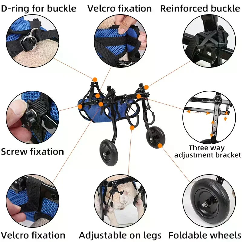 Adjustable Small Dog Wheelchair For Back Legs Disabled Pets Leg Brace Mobility Aid For Small Pets Hind Limb Rehabilitation Older thumbnail 4