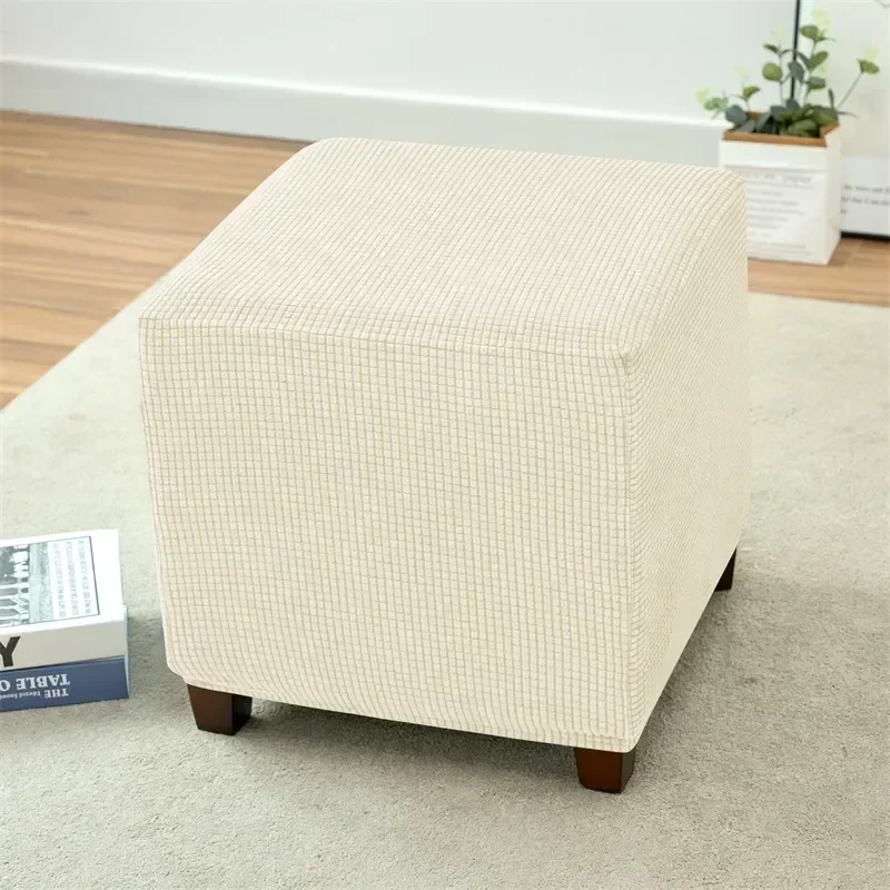 Durable Square Jacquard Durable Customized Stretch Footrest Ottoman Cover Folding Storage Stool Furniture Protector Slipcover thumbnail 3