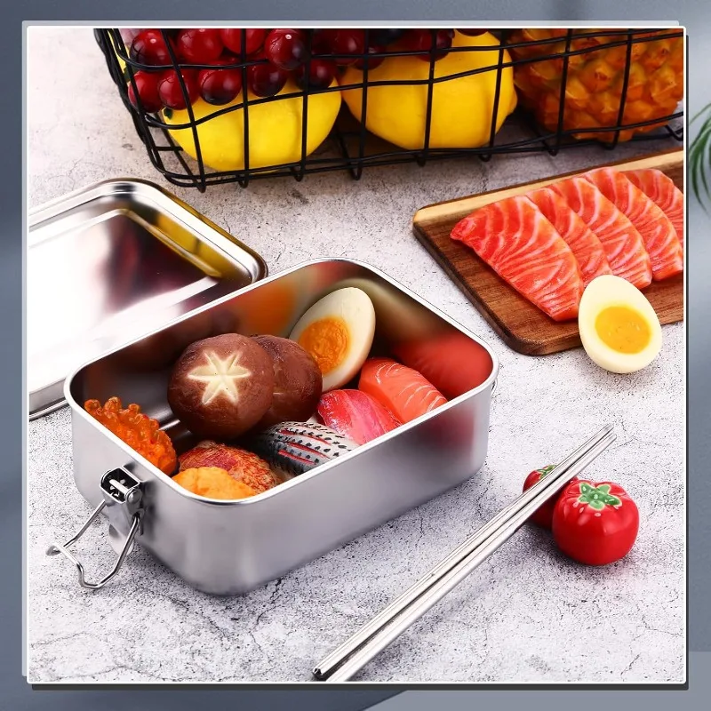 Containers with Lockable Clips Lunch Snack Boxes for Work,School Stainless Steel Bento Box Metal Lunch Box Food Storage thumbnail 5