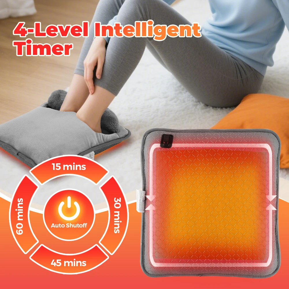 Electric Heating Foot Warmer Winter Foot Hand Warming Device 4 Level Hot Compress and Timing Home Heated Pad for Office Bedroom thumbnail 2
