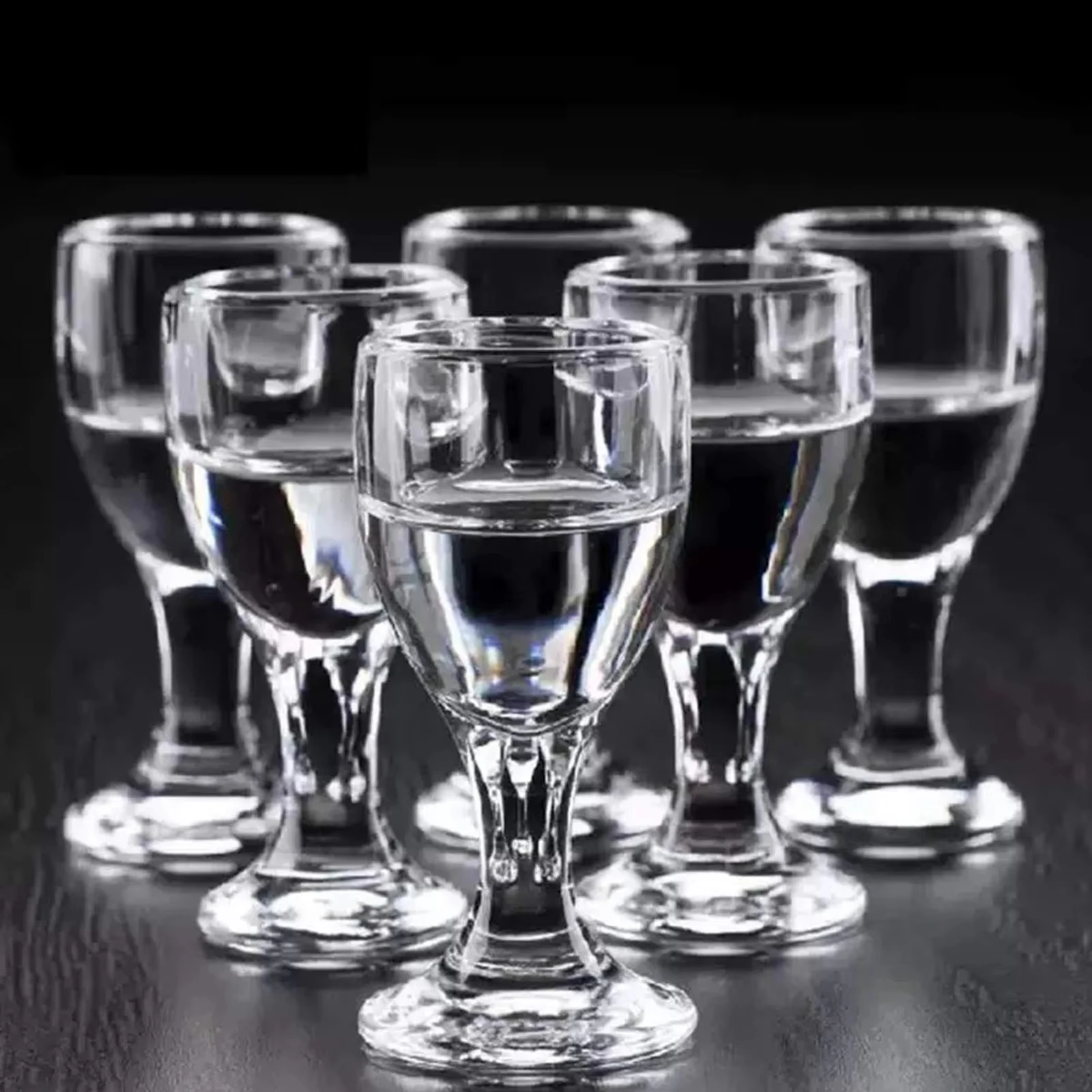 6Pcs/set Mini Shot Glasses 10ml Mini Wine Glass Cup Clear Tall Foot Glass Wine Cup for Bar Kitchen Home Wedding Party Decor thumbnail 2