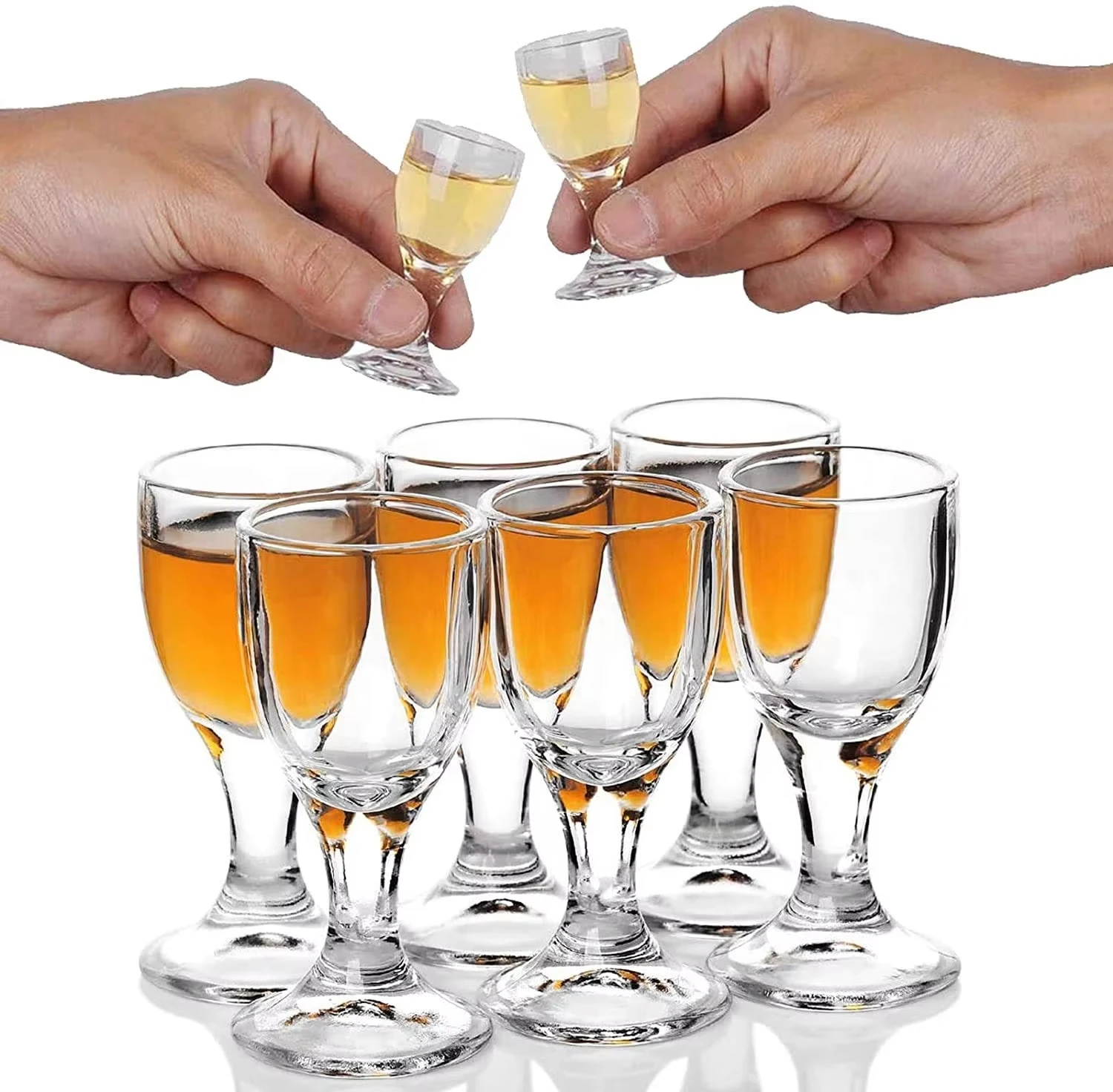6Pcs/set Mini Shot Glasses 10ml Mini Wine Glass Cup Clear Tall Foot Glass Wine Cup for Bar Kitchen Home Wedding Party Decor