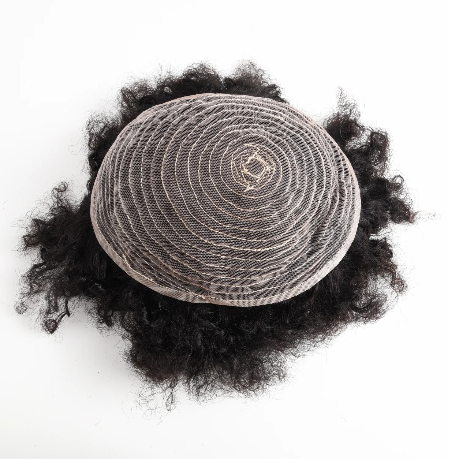 DESHI Toupee Topper Afro Style 100% Human Hair Full Machine Made Hairpiece Kinky Curly African American Mens Wigs thumbnail 2