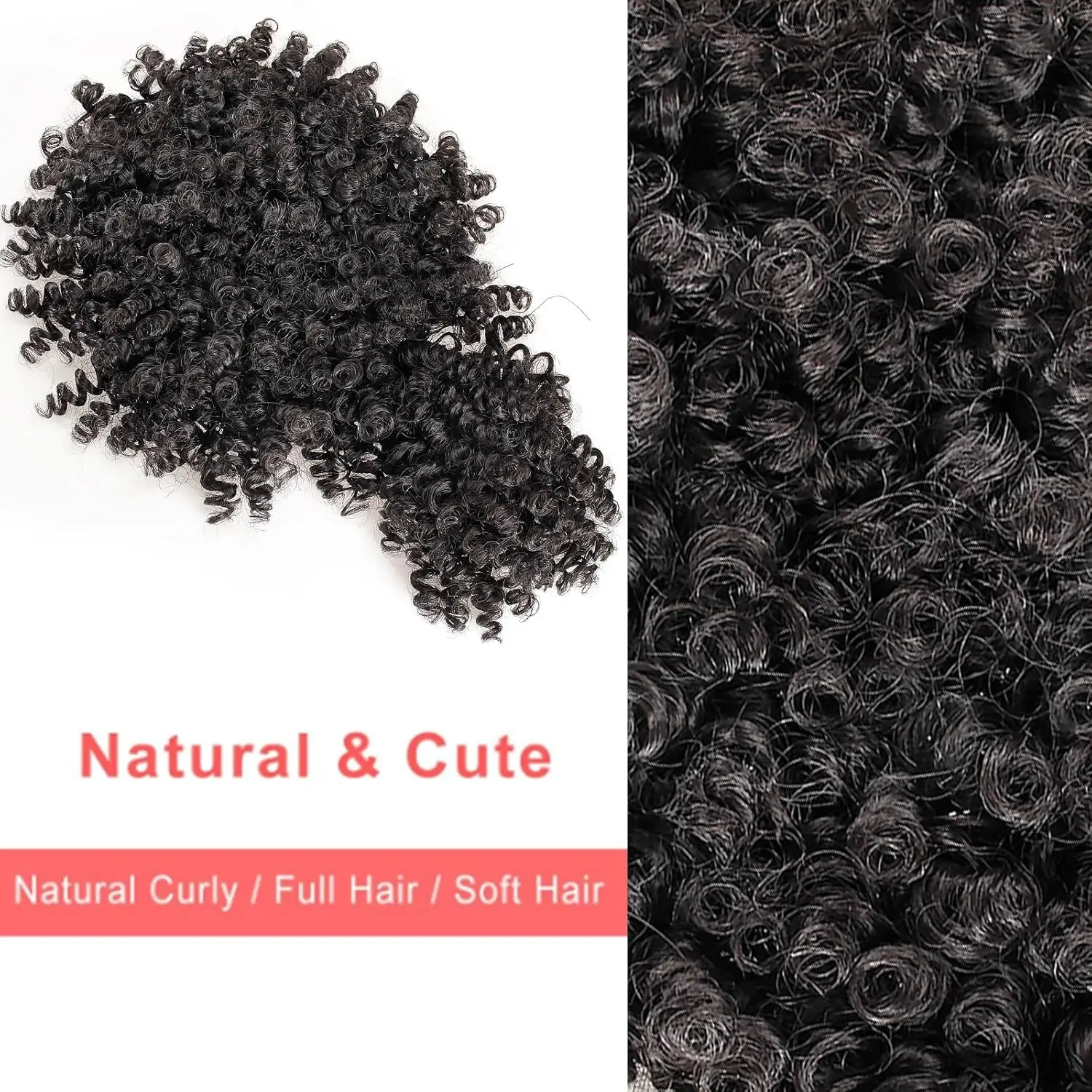 Afro Puff Drawstring Ponytail with Bangs Pineapple Updo Hair for Black Women, Short Kinky Curly Synthetic Ponytail Bun thumbnail 4