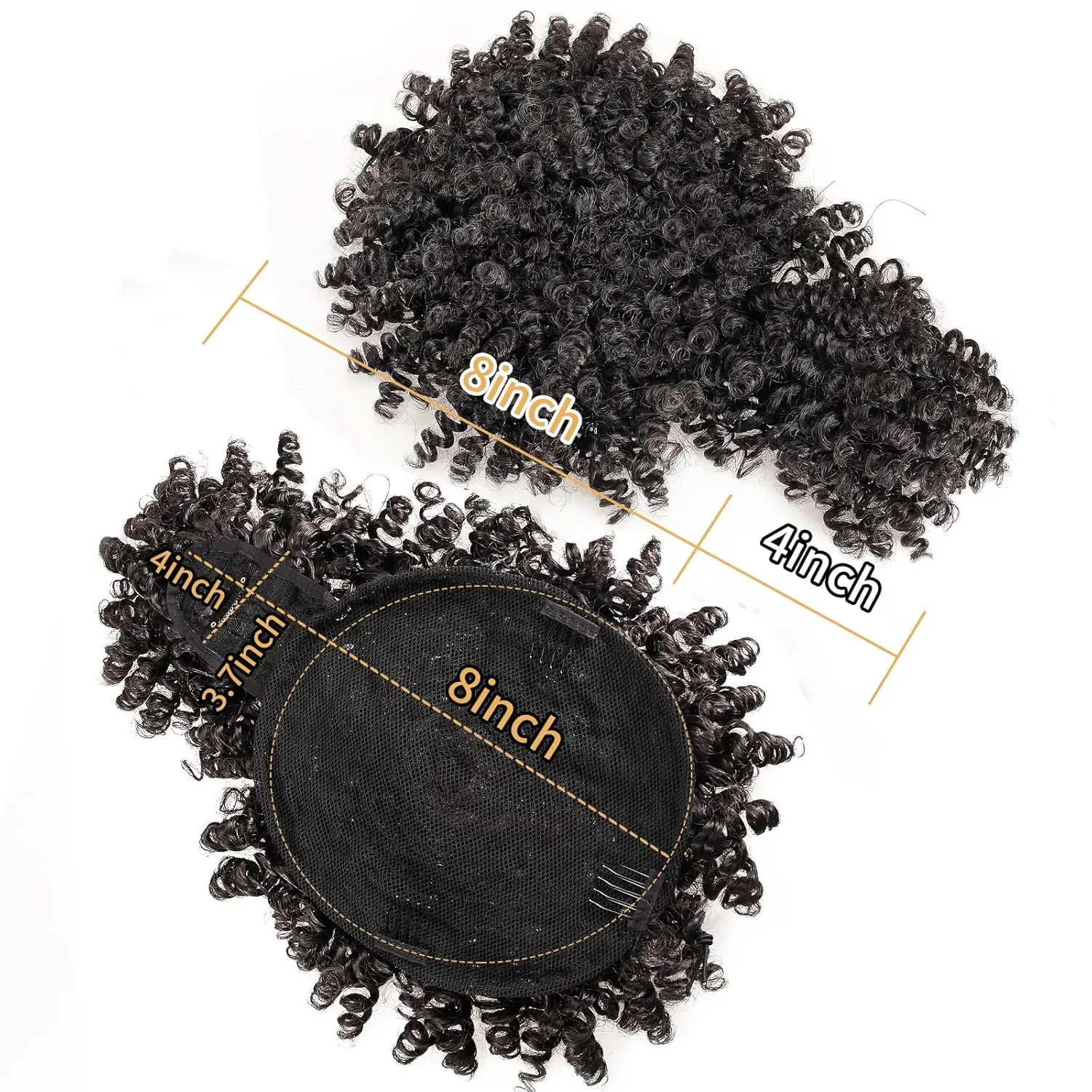 Afro Puff Drawstring Ponytail with Bangs Pineapple Updo Hair for Black Women, Short Kinky Curly Synthetic Ponytail Bun thumbnail 3