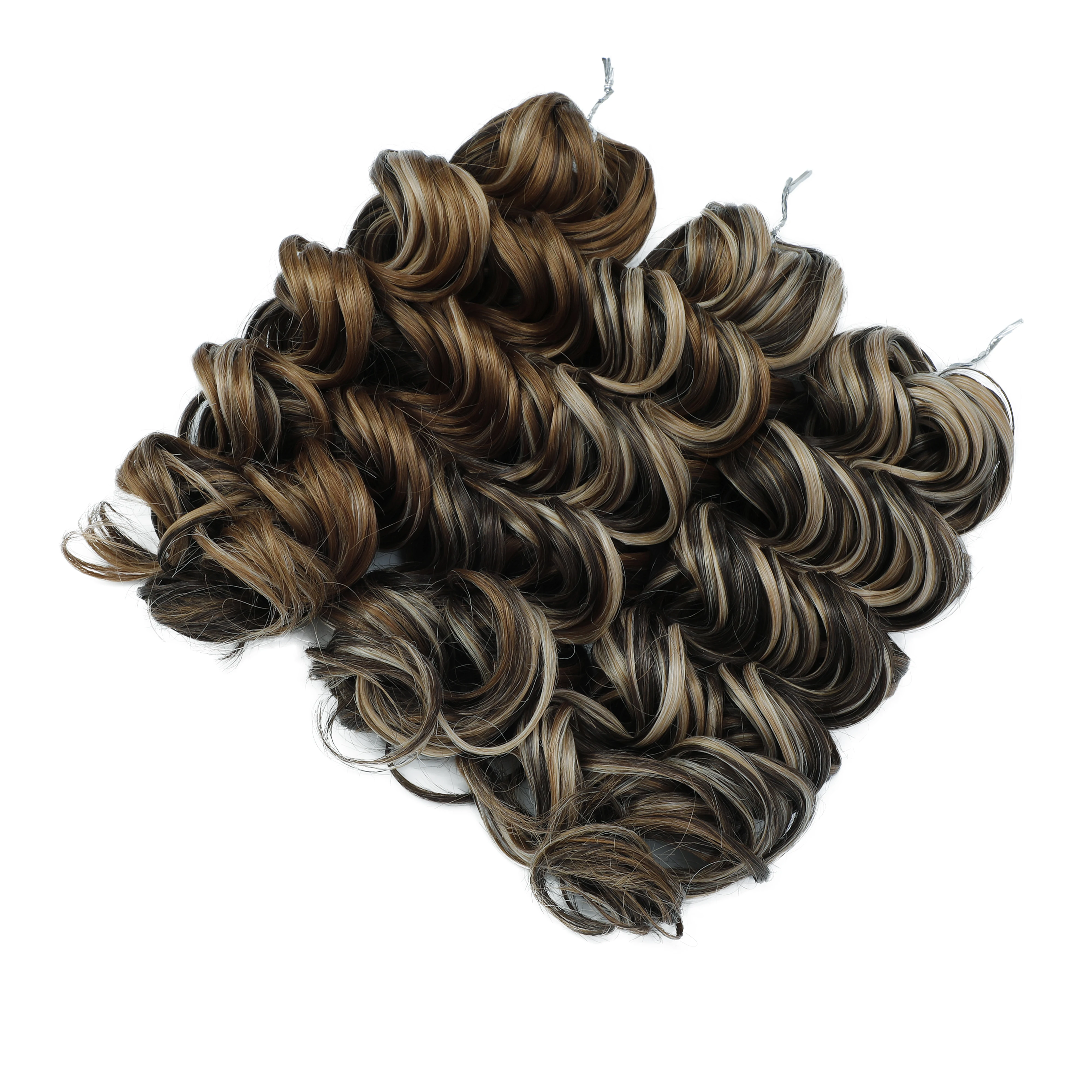 3PCS Deep Wave Twist Crochet Hair Ombre Grey Brown Synthetic Curly Hair Crochet Braids 12 Inches Braiding Hair Extension 250G thumbnail 5