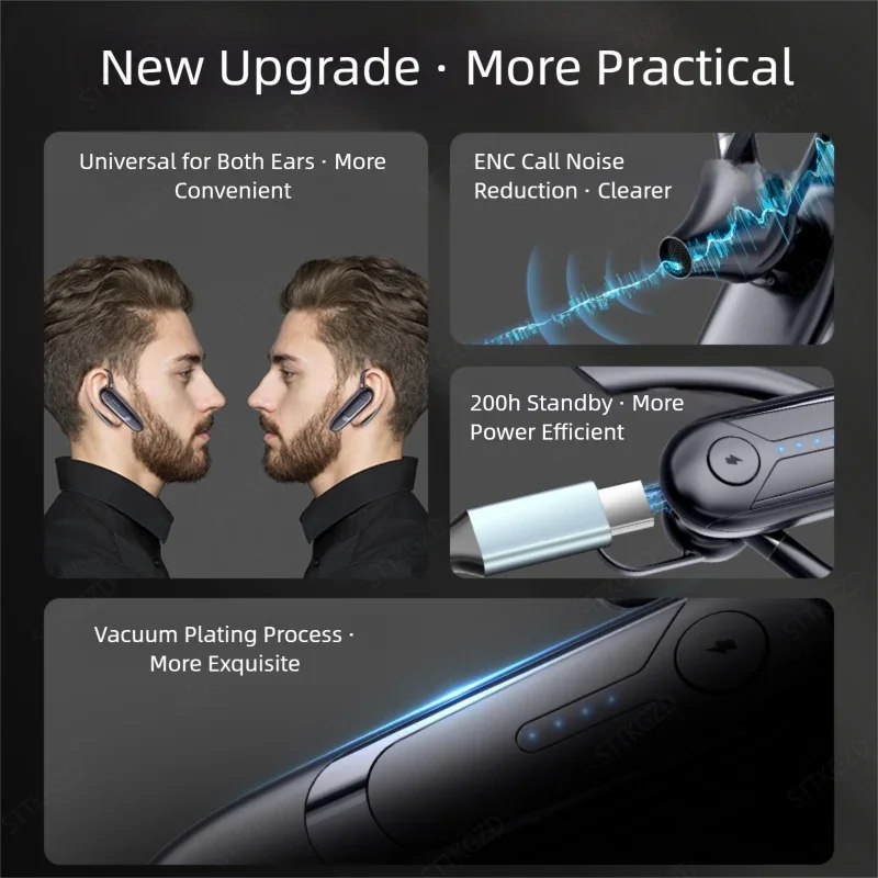Wireless Bluetooth Headphones With Microphon Earphone ENC Noise Cancelling Handsfree Talking Headset Busines Auriculares Driving thumbnail 2
