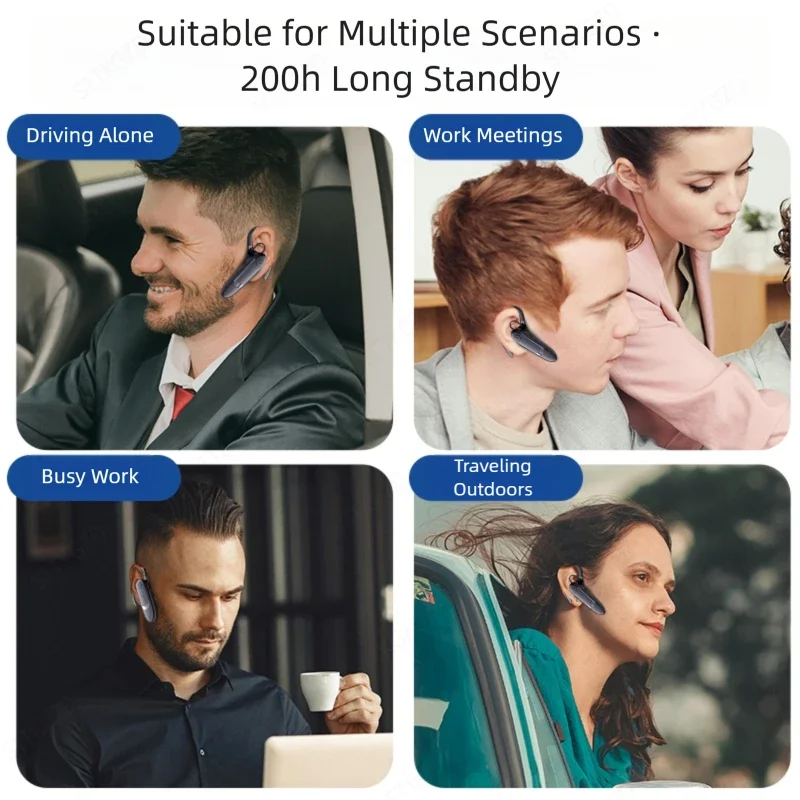 Wireless Bluetooth Headphones With Microphon Earphone ENC Noise Cancelling Handsfree Talking Headset Busines Auriculares Driving thumbnail 6