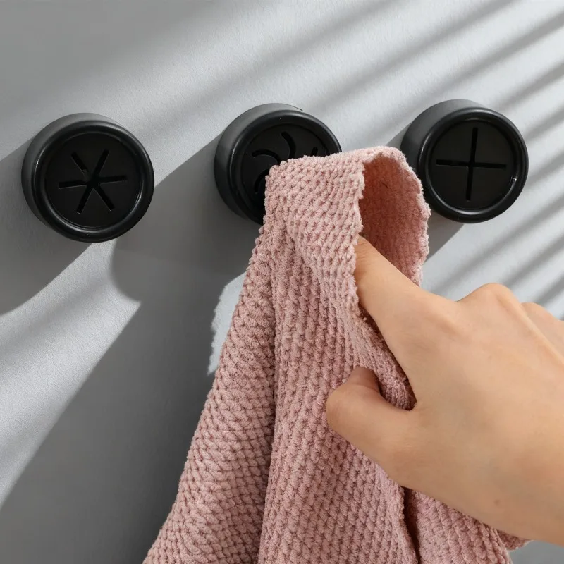 12/1pcs Self Adhesive Non Punching Towel Hooks Kitchen Bathroom Wall Mounted Towel Plug Holders Dishcloth Storage Rack Organizer thumbnail 2