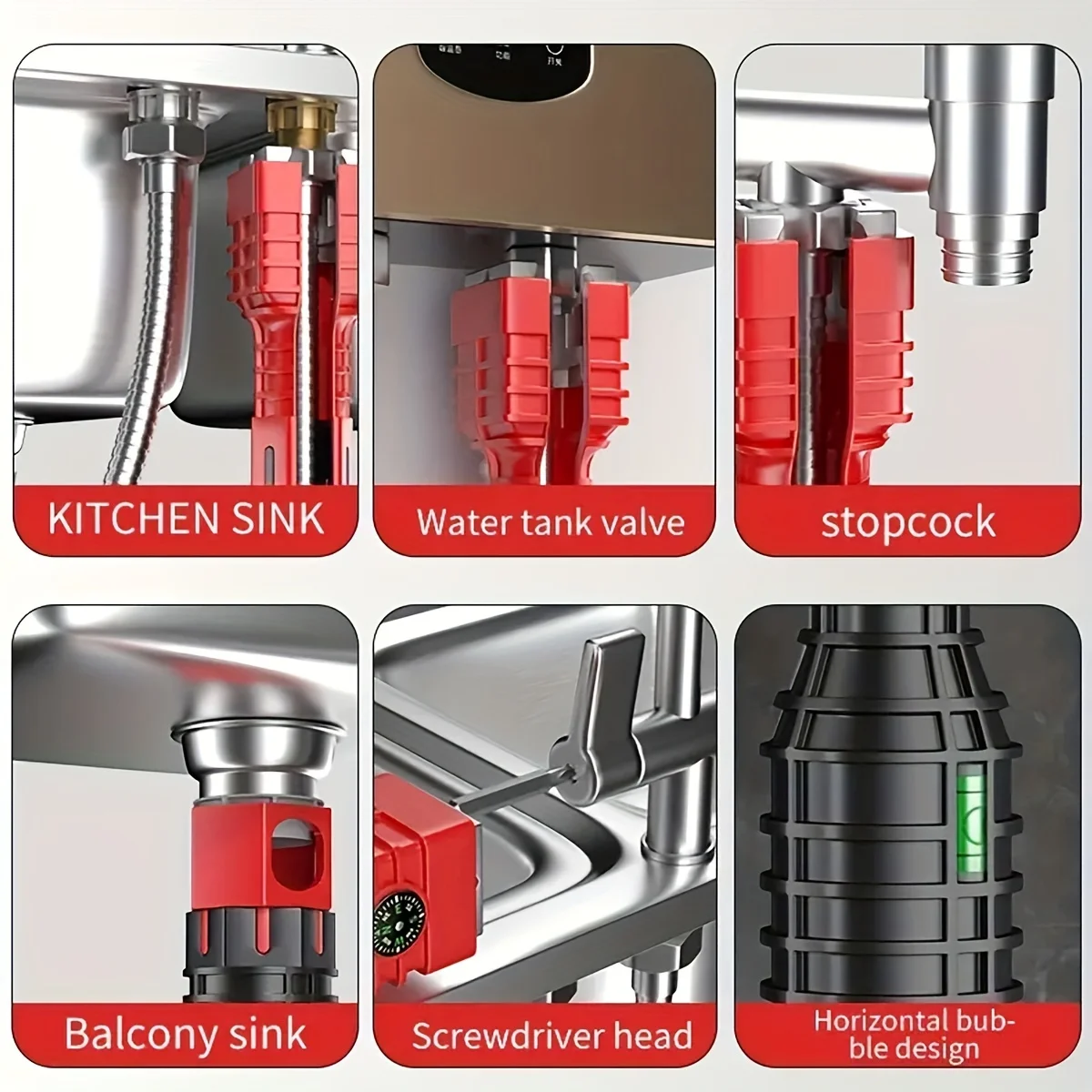 1pc  Bathroom & Kitchen Faucet Repair Tool Set - 24-in-1 Flume Wrenches thumbnail 6