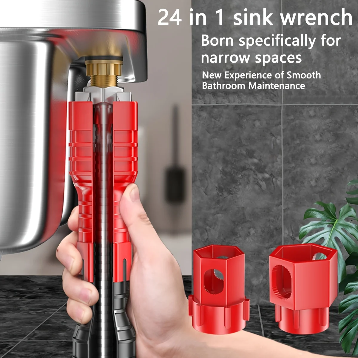 1pc  Bathroom & Kitchen Faucet Repair Tool Set - 24-in-1 Flume Wrenches thumbnail 2