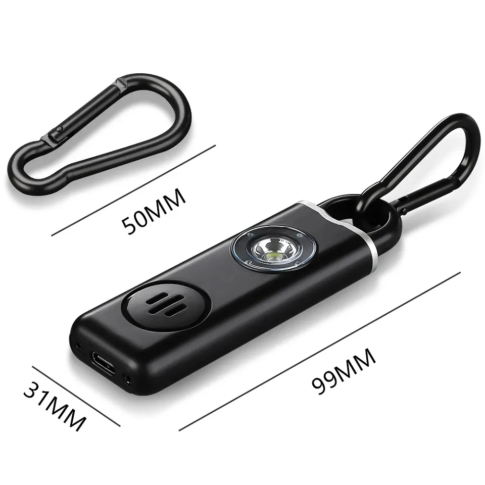 130dB Personal Defense Alarm Rechargeable Self Defense Woman Safety With LED Light Alarm Key Chain Emergency Anti-Attack thumbnail 5