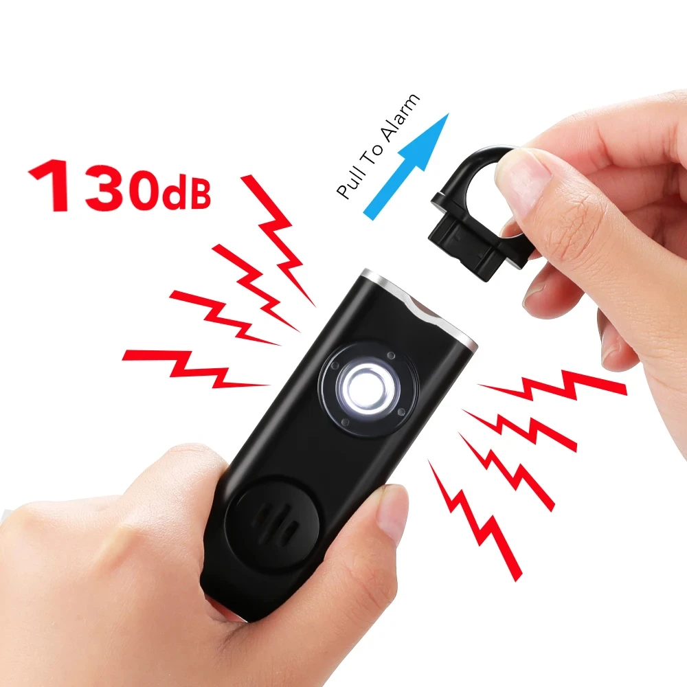 130dB Personal Defense Alarm Rechargeable Self Defense Woman Safety With LED Light Alarm Key Chain Emergency Anti-Attack thumbnail 4