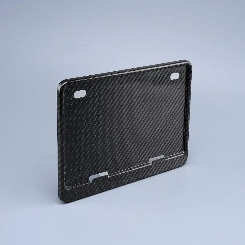 【M】Universal Motorcycle License Plate Frame, 1/2PCS Aluminum Alloy Rear License Plate Holder with Carbon Fiber Look thumbnail 3