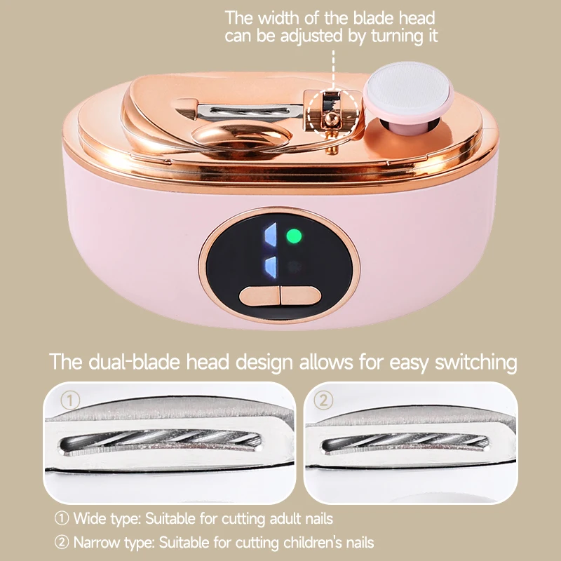 2 IN 1 Electric Nail Clipper Cutter with LED Light Automatic Nail Grinder Trimmer for Baby Adult Mini Manicure Tools Nail Care thumbnail 2