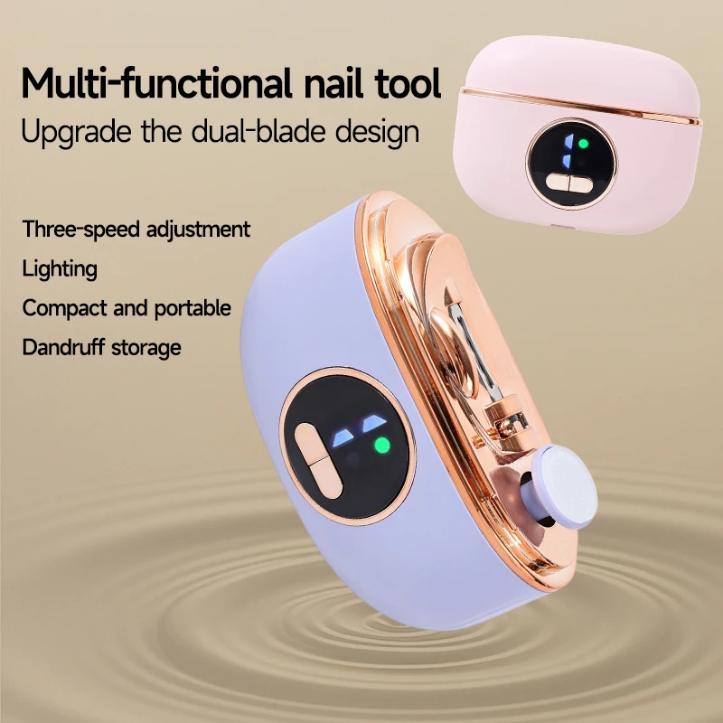 2 IN 1 Electric Nail Clipper Cutter with LED Light Automatic Nail Grinder Trimmer for Baby Adult Mini Manicure Tools Nail Care thumbnail 5