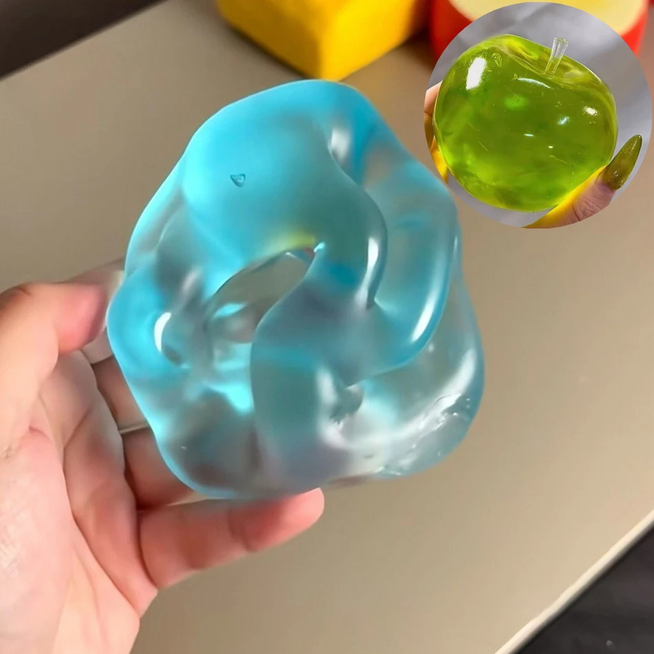 Squishy Green Apple Stress Ball Soft Fidget Sensory Toy for ADHD Autism Slow Rebound Squeeze Toy for Adults Kids Christmas Gift thumbnail 2