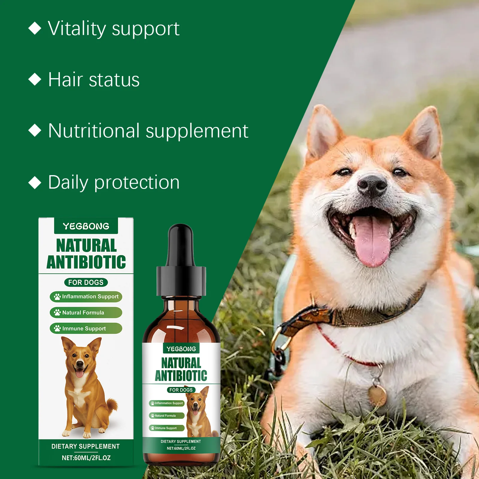 60ml Immune-Boosting Multivitamin Supplement for Dogs, Gentle Formula to Relieve Skin Discomfort, Daily Nutrition Supplement thumbnail 6