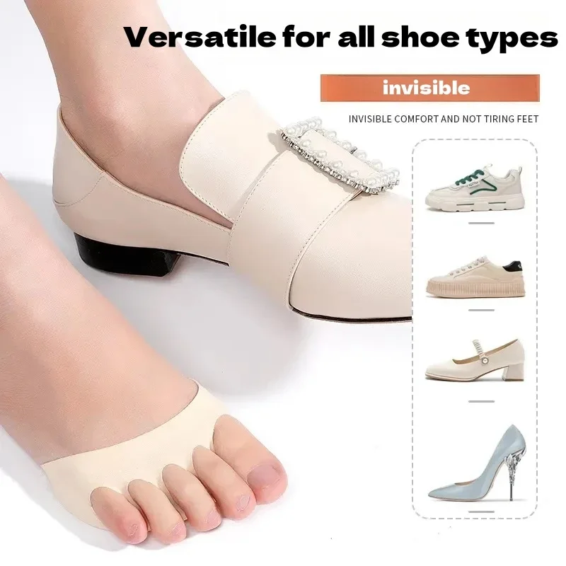 2/8pcs Fabric Forefoot Pads Women High Heels Insert Metatarsal Foot Pads for Pain Relief Half Insoles for Shoes Woman Toe Socks thumbnail 4