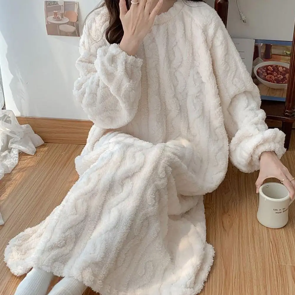 Winter Coral Velvet Sleepwear Long Sleeve Double Pocket Warm Bathroom Bathrobe Nightgown Skin Friendly Soft Bathroom Pajamas thumbnail 6