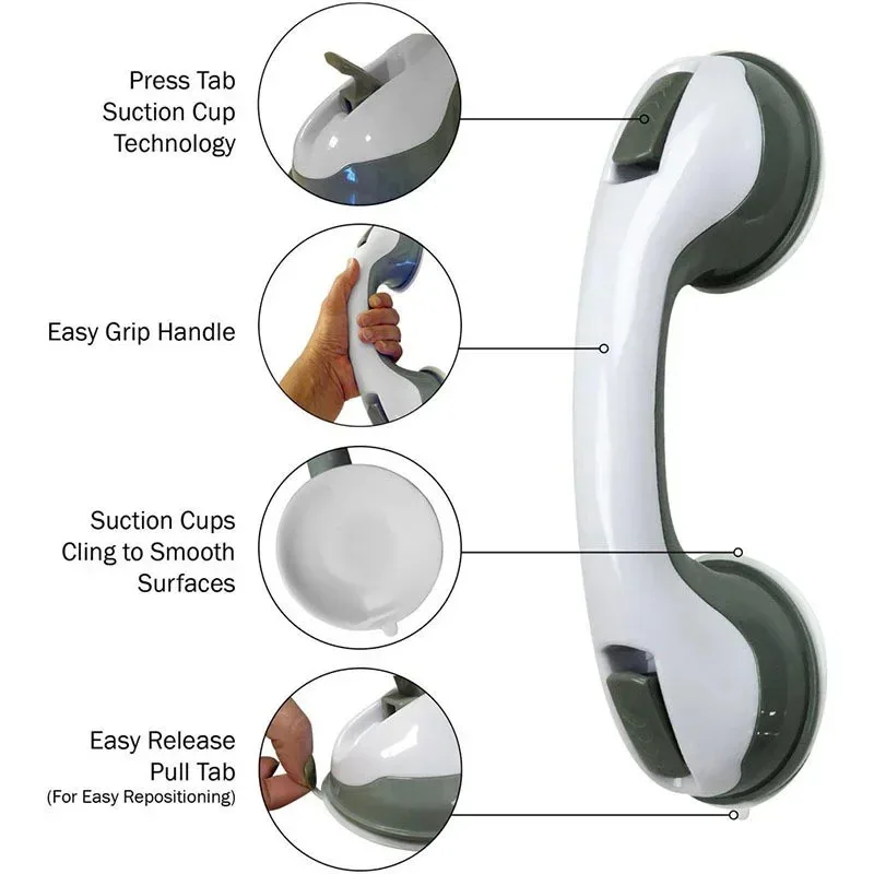 Vacuum Suction Cup Shower Grab Bars Toilet Non-slip Support Handles Bathroom Safety Grab Rod Handle Elderly Child Handrail
