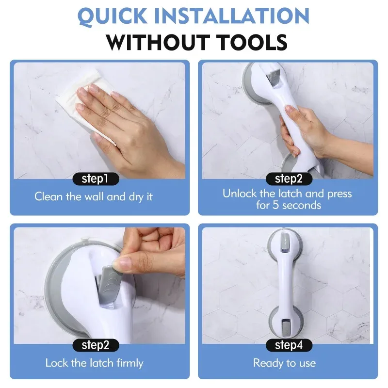 Vacuum Suction Cup Shower Grab Bars Toilet Non-slip Support Handles Bathroom Safety Grab Rod Handle Elderly Child Handrail thumbnail 6