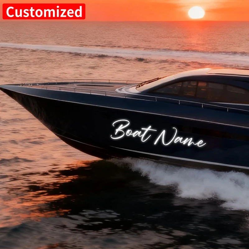 2PCS Custom Boat Stickers Waterproof for Personalized Yacht Motorboats Kayaks Car Truck Self-adhesive Modified Vinyl Decals thumbnail 4