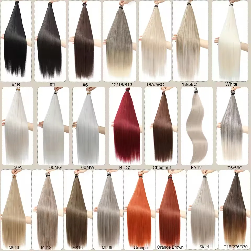 300g 3Pcs/Lot 28Inch Straight Crochet Braids White Blonde 613#Ombre Brown 6# Bio Protein Synthetic Hair Extensions thumbnail 5