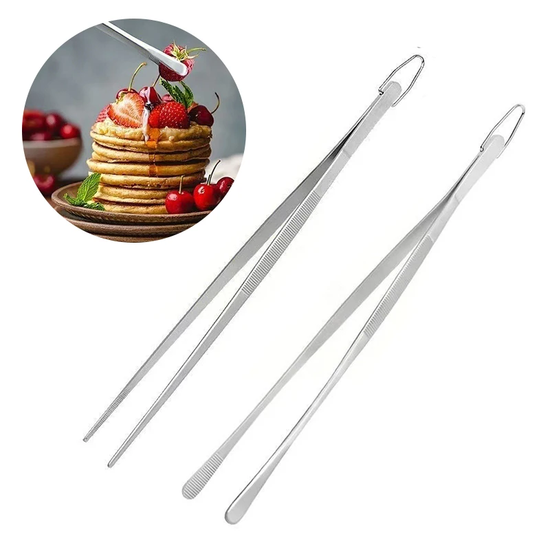 1pcs 12 Inch Stainless Steel Kitchen Tweezers Cooking Extra-Long Tongs for BBQ Bartending Tools Food Tongs CFQJ007