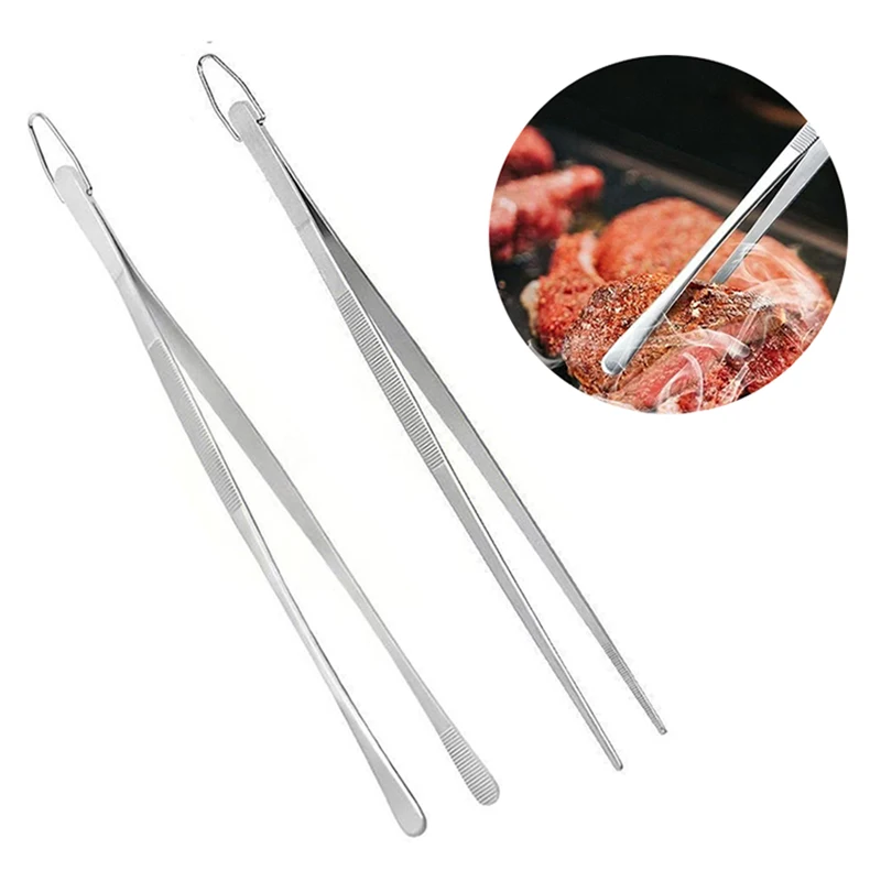1pcs 12 Inch Stainless Steel Kitchen Tweezers Cooking Extra-Long Tongs for BBQ Bartending Tools Food Tongs CFQJ007 thumbnail 2