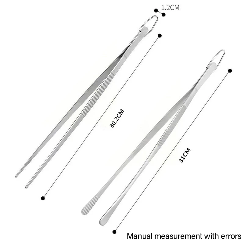 1pcs 12 Inch Stainless Steel Kitchen Tweezers Cooking Extra-Long Tongs for BBQ Bartending Tools Food Tongs CFQJ007 thumbnail 6