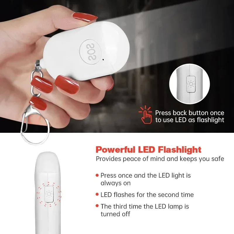 Kids Elderly Women Emergency SOS Personal Alarm 130dB Loud Self-Defense Safety Keychain, Panic Button or Pull Pin Alert Device thumbnail 2