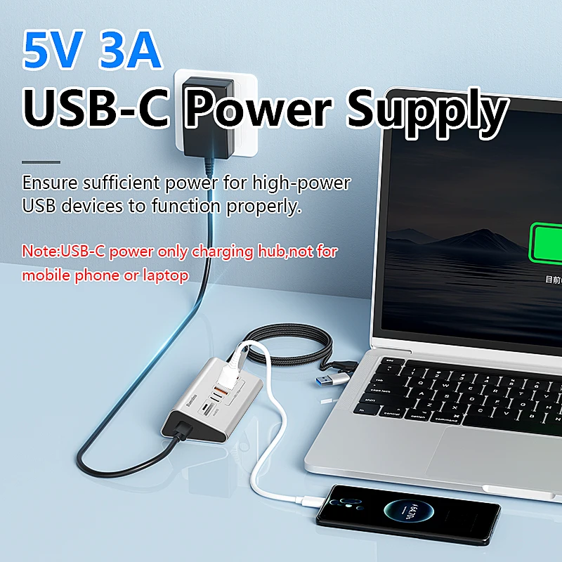 Blueendless Aluminium USB3.2 Gen2 10Gbps HUB with TF/SD Card Reader USB-C/USB A Hub 5-In-1 8 in 1 for PC Computer Laptop macbook thumbnail 4